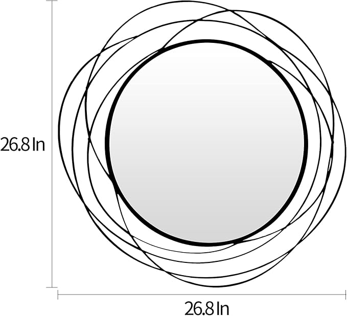 Round Wall Mirror - 26.8" Large Black Circle Mirror for Wall with Art Decorative Durable Metal Frame, Modern Hanging Mirror for Bathroom Over Sink, Bedroom, Entryway, Vanity or Living Room