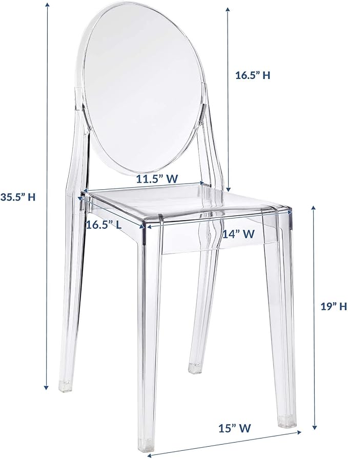 Modway Casper Modern Acrylic Stacking Kitchen and Dining Room Chair in Clear - Fully Assembled