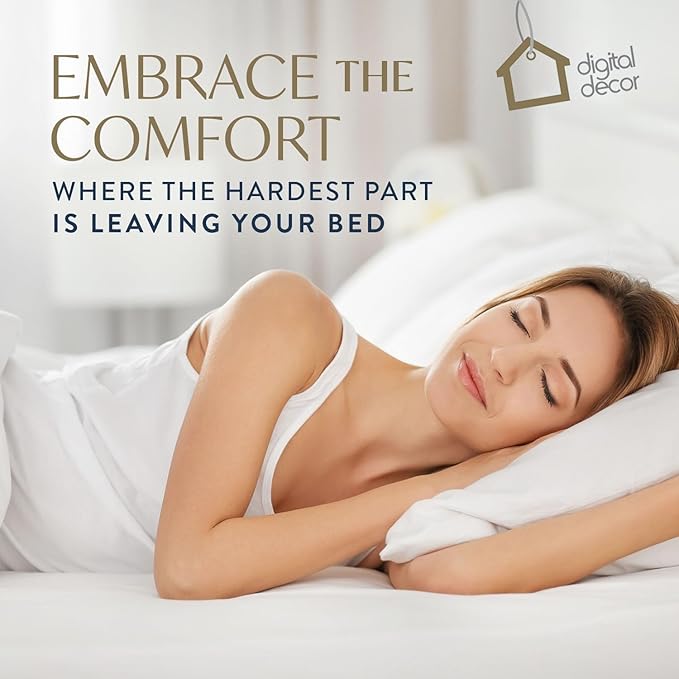 Digital Decor 100% Cotton Luxury Hotel Pillows Queen Size Set of 2, Cooling Hypoallergenic Down Alternative Bed Pillows for Sleeping, Medium Support for Side & Back Sleepers, Made in USA, 30" x 20"