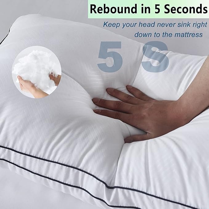 Gehannah Bed Pillows for Sleeping（2 Pack）, Luxury Plush Soft Pillow with Home and Hotel, Breathable Microfiber Cover Skin-Friendly Pillows for Side Back Sleepers (Queen)…