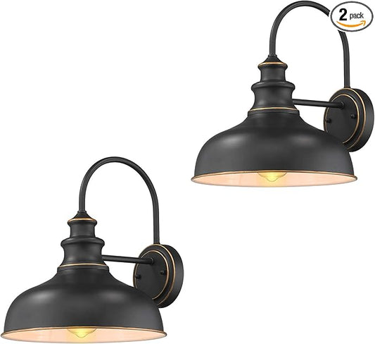 zeyu Farmhouse Barn Light Fixture, Wall Sconce 2 Pack in Black Finish, 02A390-2 ROB