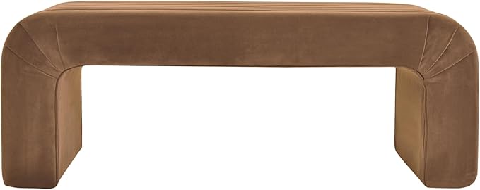 Spatial Order Modern Arch Channel Bench | Bench for Living Room & Bedroom | Decorative Home Furniture - Rust Orange Velvet
