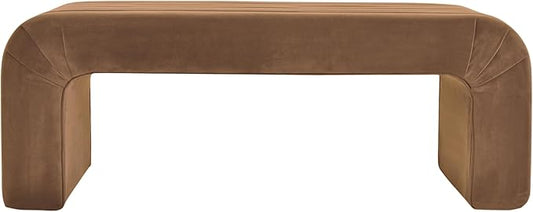 Spatial Order Modern Arch Channel Bench | Bench for Living Room & Bedroom | Decorative Home Furniture - Rust Orange Velvet