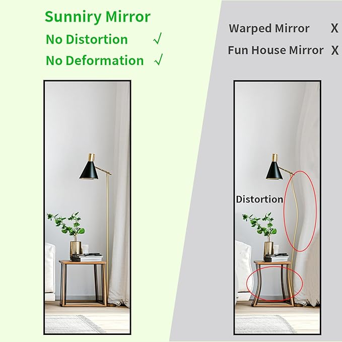 Mirror Full Length, Floor Mirror Full Length with Aluminum Metal Frame, Body Mirrors for Bedroom, Living Room, Dressing Room, Baber Shop, Home Décor. (56x18 inch, Black)