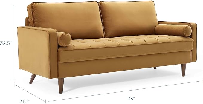 Modway EEI-3764-COG Valour Performance Velvet Sofa, Cognac