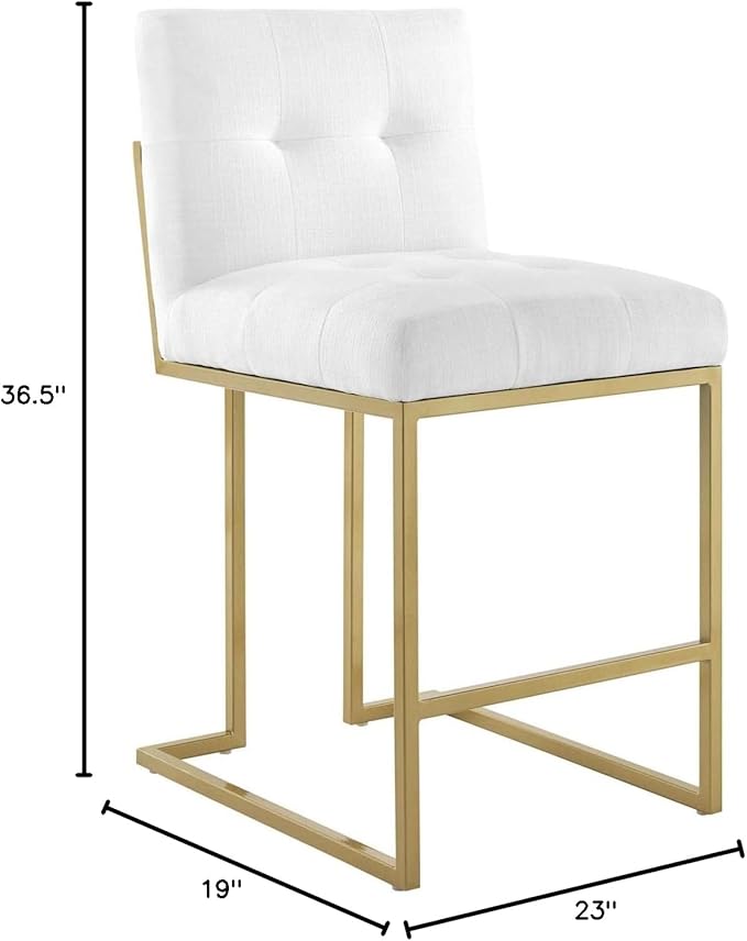 Modway EEI-3852 Privy Stainless Steel Upholstered Fabric Counter Stool, Gold White