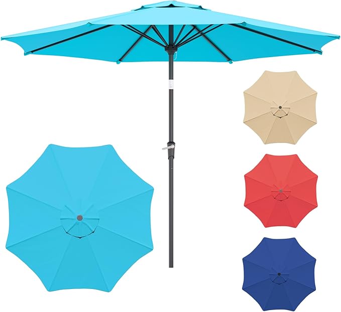 Sannwsg Outdoor Patio Umbrella,Table Umbrella with Push Button Tilt and Crank,Market Umbrella with 8 Sturdy Ribs,Yard Umbrella