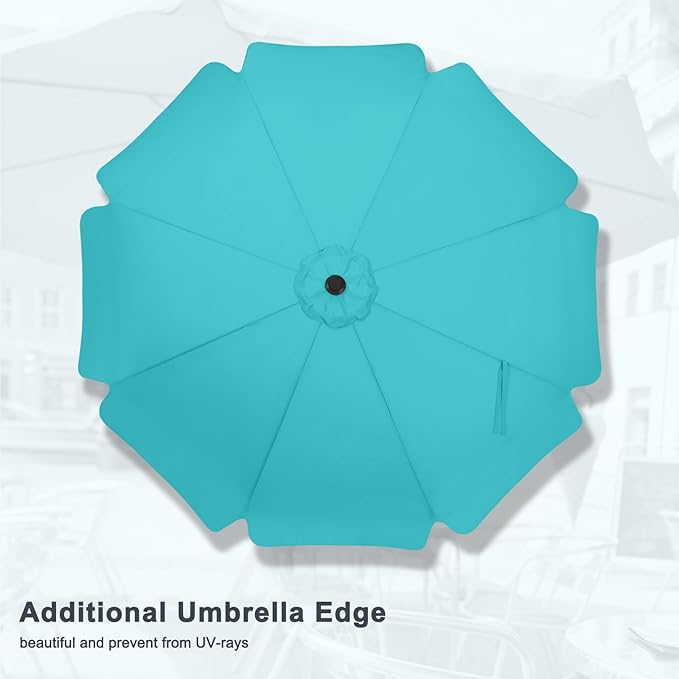 MASTERCANOPY 10ft Patio Umbrella with Valance, Crank and Tilt – 8 Ribs Outdoor Market Umbrella, UV/Fade Resistant, Waterproof Canopy with Wind Vent for Garden, Deck, Backyard, Pool (Turquoise)