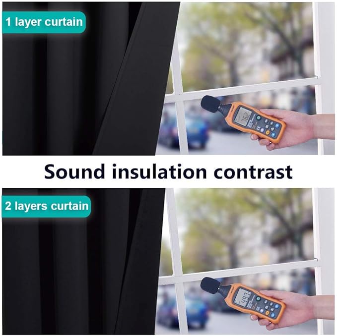 NICETOWN 100% Blackout Curtains Cold Blocking, Durable Black Lined Blackout Curtains for Bedroom, Energy Saving Long Curtains for Patio Sliding Glass Door, Black, 52-inch x 95-inch, 2 Panels