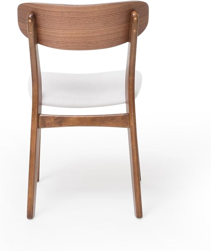 Christopher Knight Home Lucious Fabric / Walnut Finish Dining Chairs, 2-Pcs Set, Light Beige