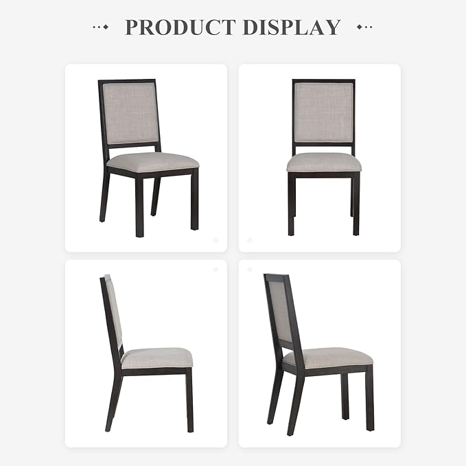 COLAMY Upholstered Wood Dining Chairs Set of 4, Kitchen Dining Chairs with Back, 19 Inch Fabric Farmhouse Dining Room Side Chairs with Wooden Legs for Kitchen Dining Living Room Courtyard, Brown