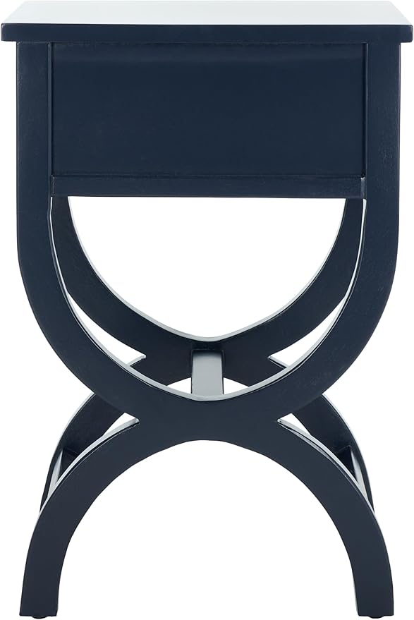 SAFAVIEH Home Collection Maxine Navy Blue 1-Drawer Accent Table Nightstand Bedside Accent Table (Fully Assembled)