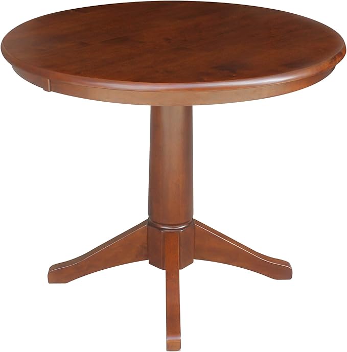 International Concepts 36" Round Top Pedestal 2 Chairs Dining Table, Espresso