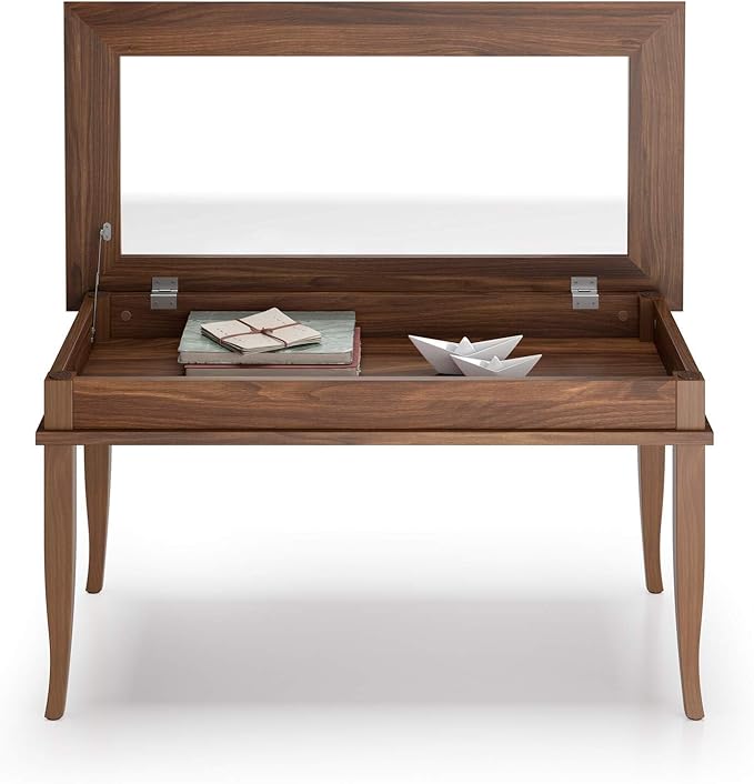 Mobili Fiver, Classico Coffee Table, Walnut, Laminate-Finished/Glass, Modern Coffee Table, Italian Furniture
