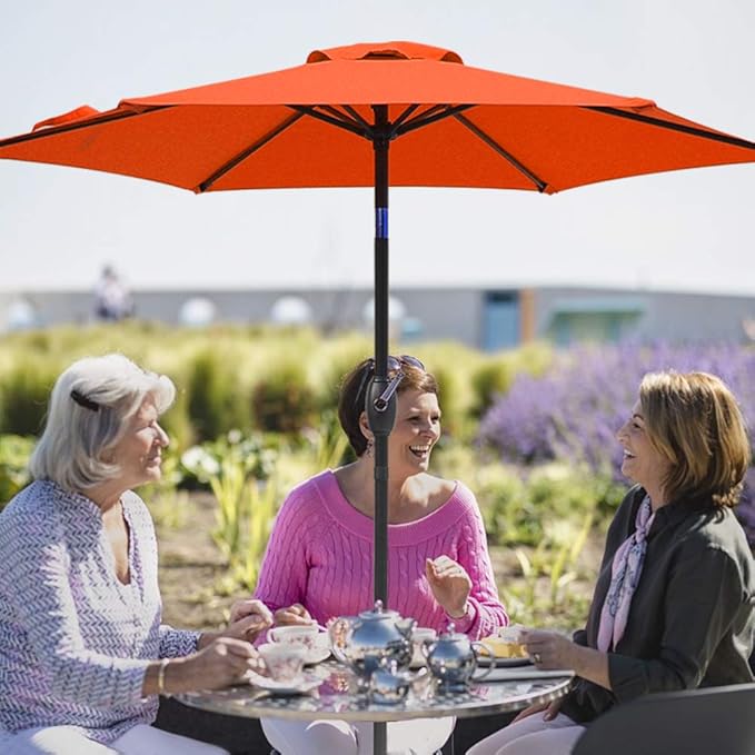 SUNVIVI OUTDOOR Outdoor Patio Umbrella, Patio Umbrella, Market Umbrella, Large Outdoor Umbrella, Metal Pole Umbrella with Push Button Tilt and Crank, Polyester Canopy