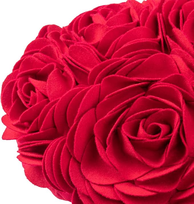 JWH Heart Flower Throw Pillow Covers Decorative Floral Shaped Accent Cushion Soft Pillowcase for Sofa Couch Living Room Bed Chair 14x16 Inches Red