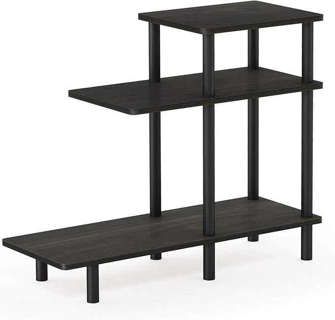 Furinno Turn-N-Tube 3-Tier Sofa Side Table, Espresso/Black, 31.5 in x 11.61 in x 25.63 in