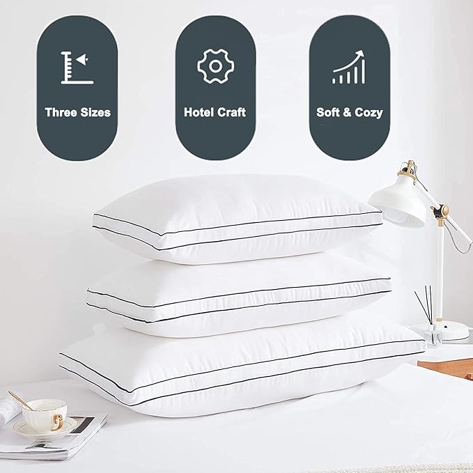 Gehannah Bed Pillows for Sleeping, Luxury Plush Soft Pillow with Home and Hotel, Breathable Microfiber Cover Skin-Friendly Pillows for Side Back Sleepers