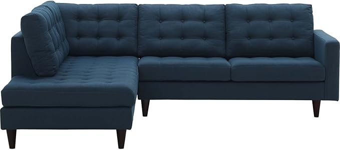 Modway EEI-2798-AZU Empress Mid-Century Modern Upholstered Fabric Left-Facing Sectional Sofa in Azure