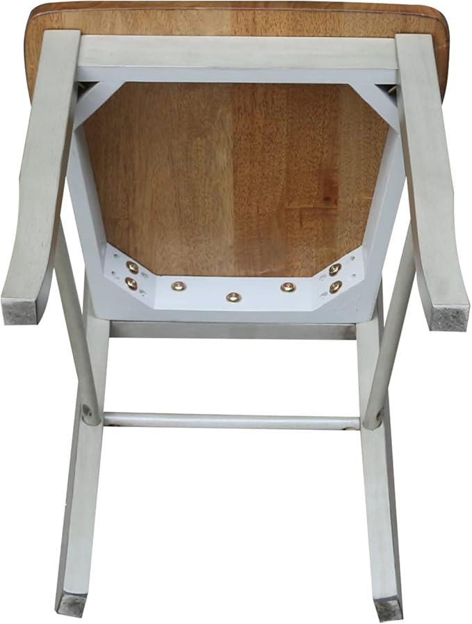 IC INTERNATIONAL CONCEPTS Set of 2 Solid Wood Madrid Ladderback Chairs in Distressed Hickory/Stone
