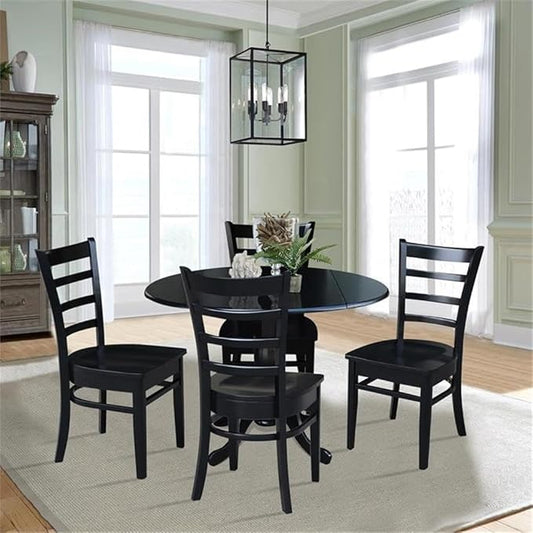 IC INTERNATIONAL CONCEPTS 42 in Dual Drop Leaf Table with 4 Ladder Back Dining Chairs - 5 Piece Dining Set