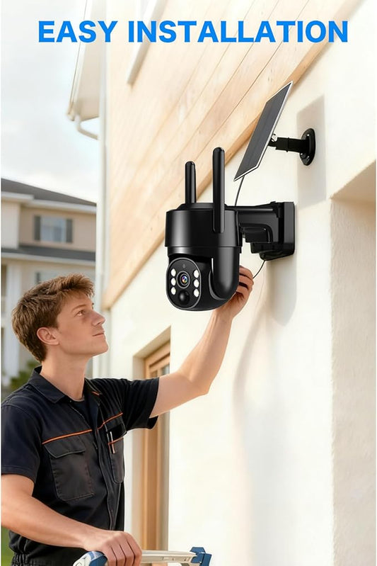 Solar Security Cameras Wireless Outdoor, 5G/2.4G Solar WiFi Cameras for Home Security, Solar Powered Outside Camera Wireless,Human Detection, Color Night Vision, 2-Way Talk (black02)