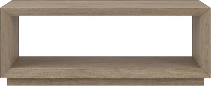 Henn&Hart 48" Rectangular Coffee Table with Open Storage Shelf for Living Room, Family Room, or Office, Weathered Gray