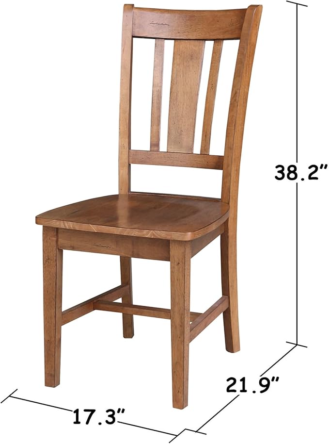 IC INTERNATIONAL CONCEPTS 36" Solid Wood Round Pedestal Table in Distressed Oak with 2 San Remo Chairs