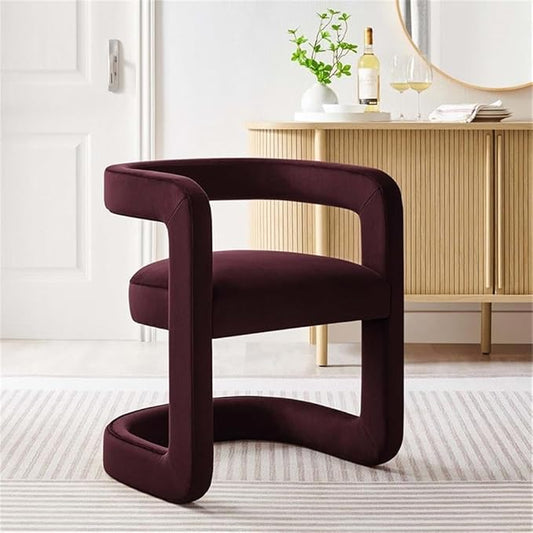 Modway Winslow Stain-Resistant Performance Velvet Accent Chair in [Color]- Open Back Barrel Armchair - Versatile Upholstered Dining Chair - Cozy Reading Chair