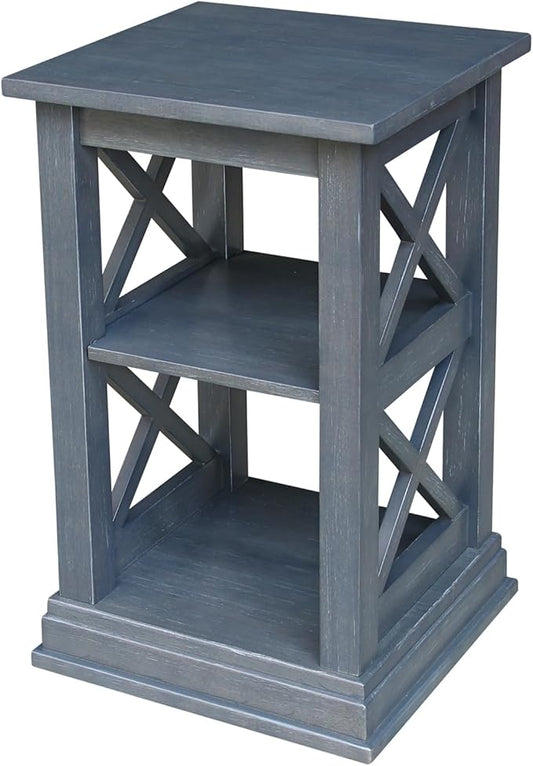 International Concepts Hampton Wood Accent Table with Shelves in Heather Gray
