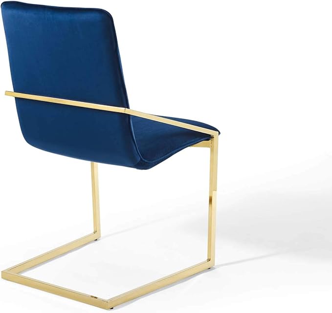Modway Pitch Performance Velvet Dining Armchair, Gold Navy 21.5 x 19.5 x 35.5