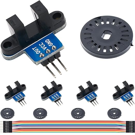 5PCS IR Infrared Slotted Optical Optocoupler Speed Measuring Sensor Module 3.3-5V for Arduino Also for Smart Robot Car Speed Measurement with Dupont Wire