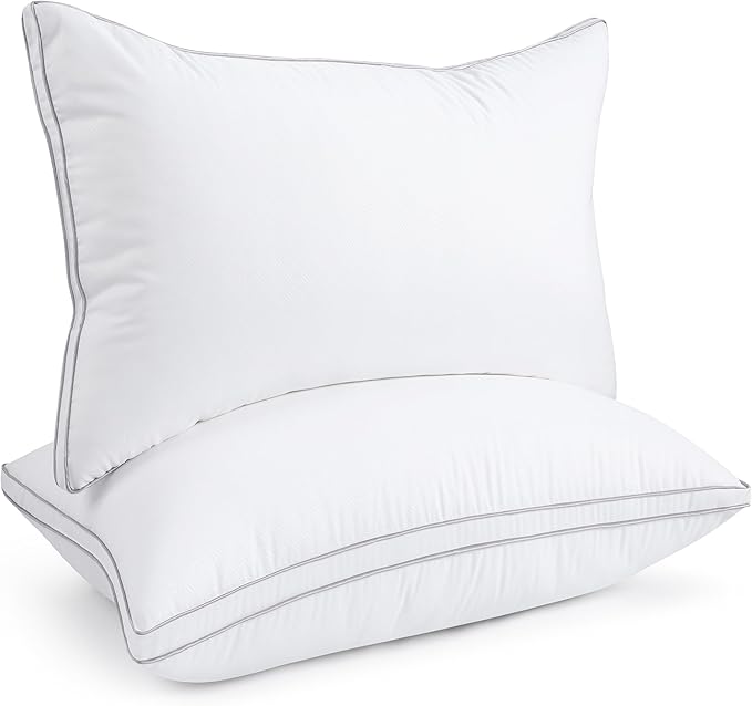 viewstar Bed Pillows Set of 2, Hotel Quality Cooling Down Alternative Gusseted Pillows for Side, Back, or Stomach Sleepers, White, 19" x 28"