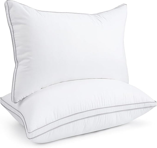 viewstar Bed Pillows Set of 2, Hotel Quality Cooling Down Alternative Gusseted Pillows for Side, Back, or Stomach Sleepers, White, 19" x 28"