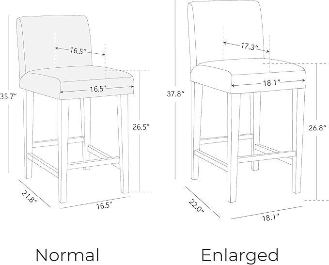CHITA Counter Height Bar Stools Set of 2, 27" H Seat Height Upholstered Barstools, PU Leather in White