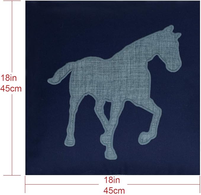 Navy Cotton Pillow Covers Decorative Horse Pillow Case for Sofa Cushions Covers 18x18 Inches (Navy) … …