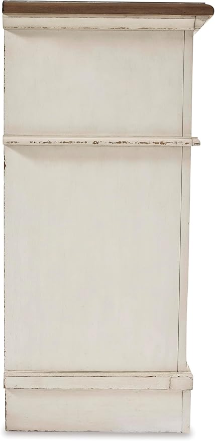 Signature Design By Ashley Realyn French Country Youth 6 Drawer Dresser, Chipped White & Brown