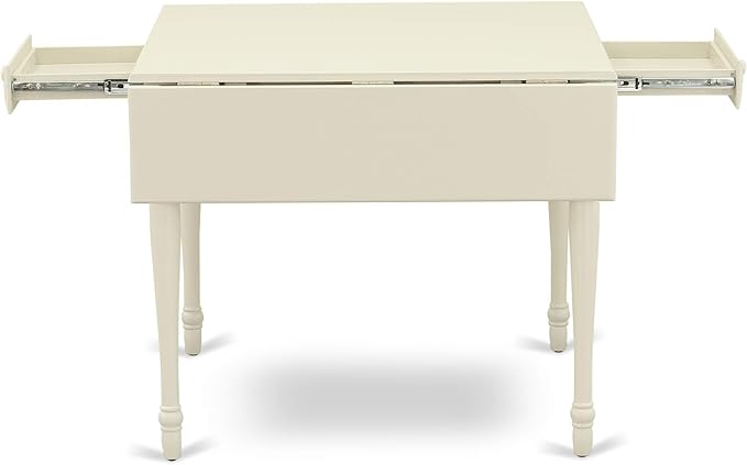 East West Furniture MZT-LWH-T Monza Dining Table - a Rectangle Wooden Table Top with Dropleaf & Stylish Legs, 36x54 Inch, Linen White