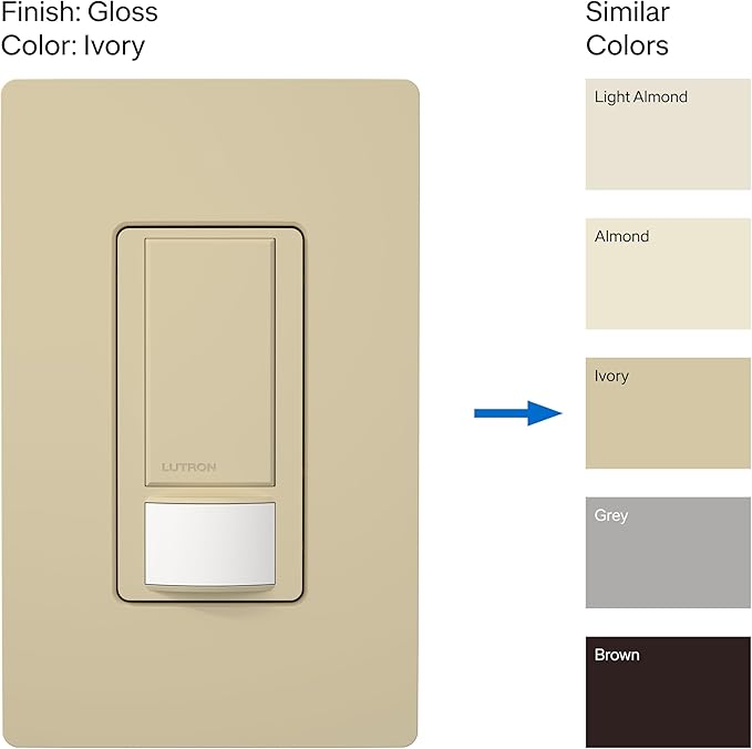 Lutron Maestro Motion Sensor Light Switch Indoor for Bathroom, Garage, Laundry Room, Any Bulbs, Occupancy Vacancy Sensor, Single-Pole, MS-OPS2-IV, Ivory