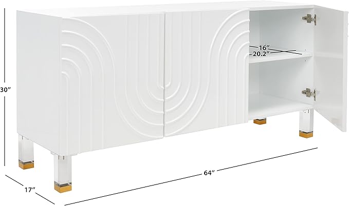 Safavieh Couture Home Saturn-Art Deco White Acrylic 3-door Sideboard