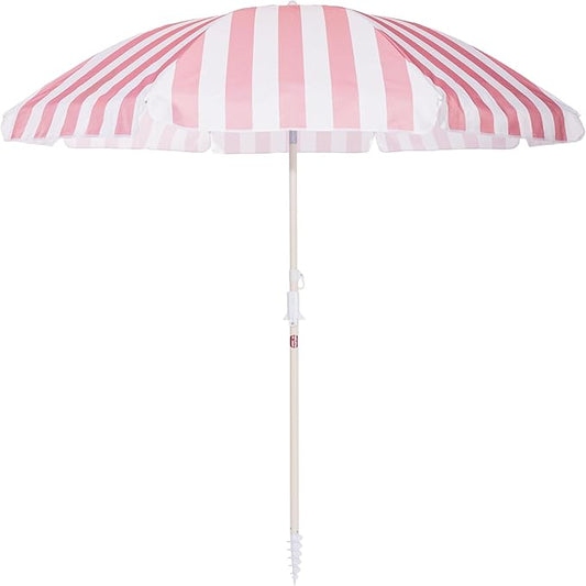 Business & Pleasure Co. Margaritaville Manana Umbrella - 6.5' Beach Umbrella Sand Anchor, 7' Tall Telescopic Aluminum Pole, UPF 50+