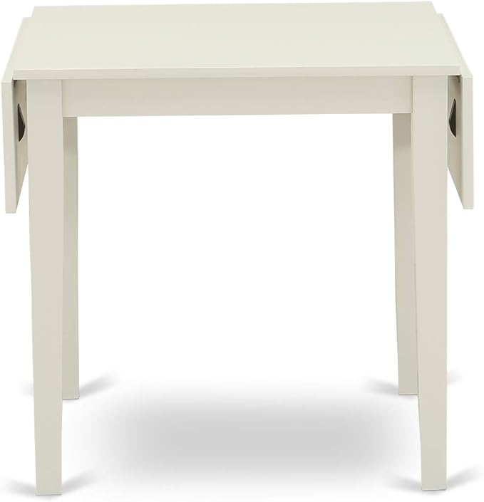 East West Furniture NDVA5-LWH-C 5 Piece Modern Dining Table Set Includes a Rectangle Wooden Table with Dropleaf and 4 Linen Fabric Dining Room Chairs, 30x48 Inch, Linen White
