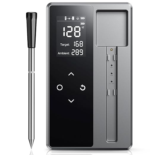 Smart Bluetooth Wireless Meat Thermometer, Standalone Base & APP Control, 6 Sensors with Certified Accuracy, Smart Alerts for Kitchen, BBQ, Grill, Smoker, Oven, Rotisserie, Air Fryer