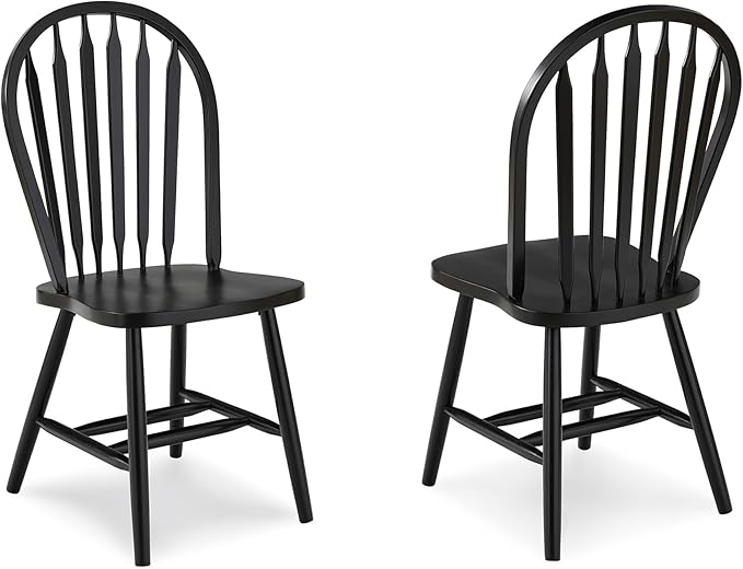 IC INTERNATIONAL CONCEPTS Windsor Solid Wood Arrowback Chair in Black
