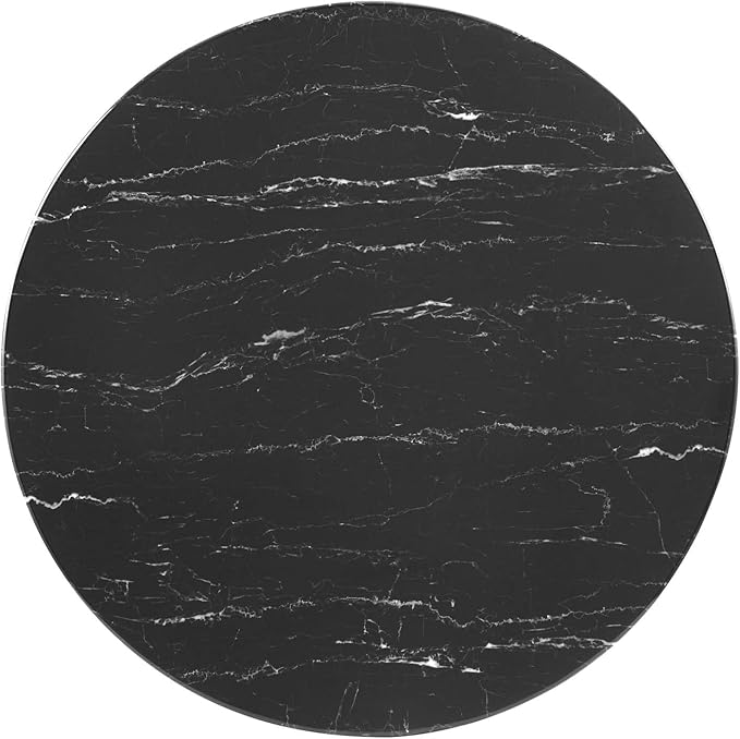 Modway Verne Round Artificial Marble 35" Dining Table in Gold Black