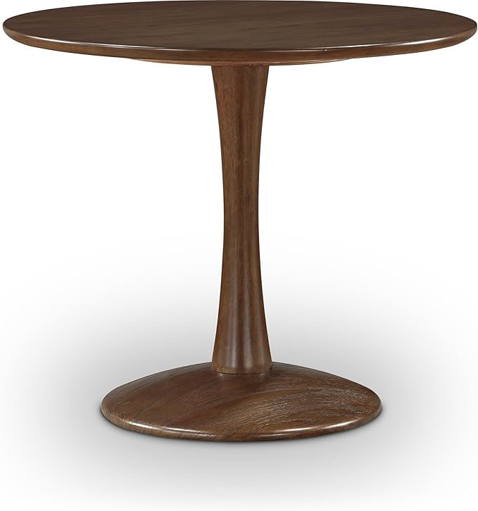 Meridian Furniture 914Brown-T Holly Collection Mid-Century Modern Dining Table with Rich Brown Finish, Solid Wood, Oak Veneer, 36" W x 36" D x 30" H, Brown