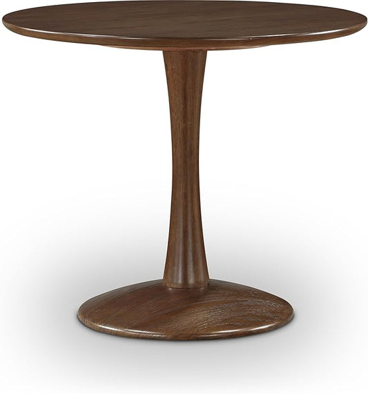 Meridian Furniture 914Brown-T Holly Collection Mid-Century Modern Dining Table with Rich Brown Finish, Solid Wood, Oak Veneer, 36" W x 36" D x 30" H, Brown