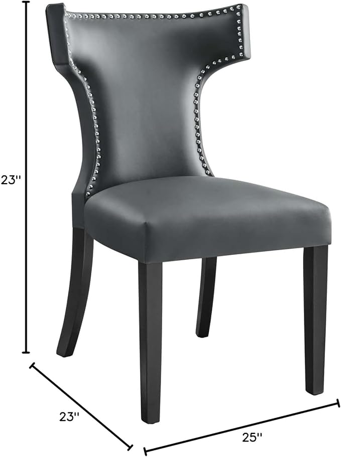 Modway Curve Vegan Leather Dining Chair in Gray