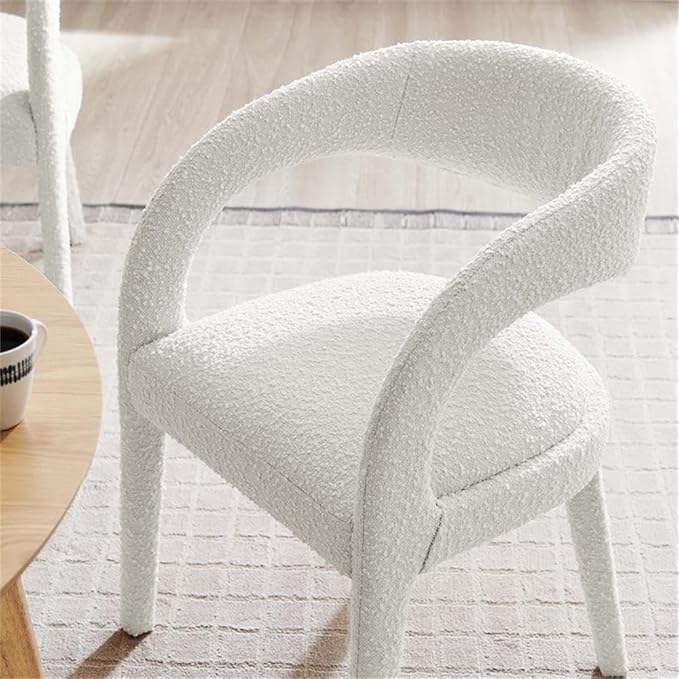 Modway EEI-6562-IVO Pinnacle Boucle Upholstered Dining Chair Set of Two, Ivory
