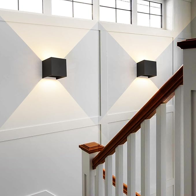 Indoor Wall Sconce & Outdoor Wall Lights,3000K/4000K/6500K Up Down Outdoor Wall Sconce Lights,4.72 Inch 1300LM Square Sconces Wall Lighting,ETL Listed,Adjustable Beam,Waterproof,Rust-Resistant,1 Pack